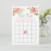 Pioen bloemen Lente Baby Shower Baby Bingo Kaart (Staand voorkant)