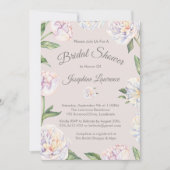 Pioen Bloemen Mauve Bridal Douche Uitnodigingen (Voorkant)