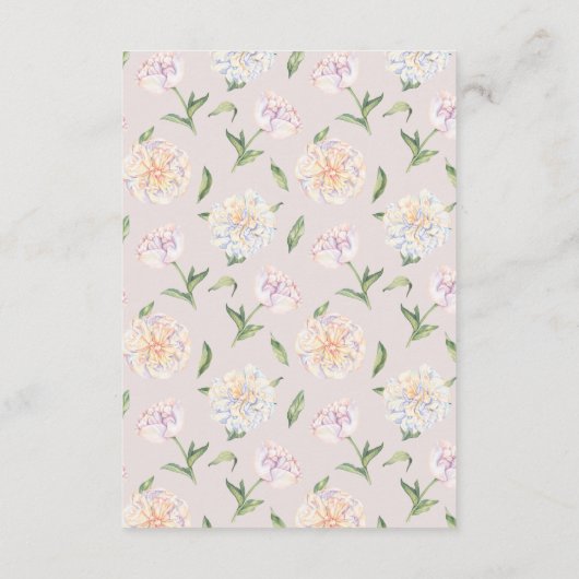 Pioen Bloemen Mauve Bruiloft Informatie Kaarten (Achterkant)