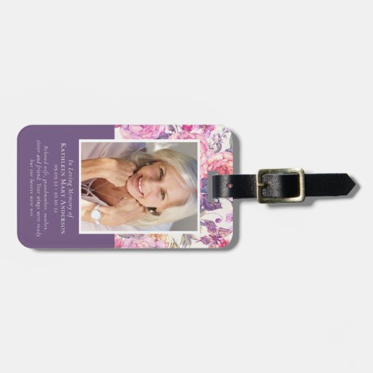 Pioen Bloemen Memorial Gebed Bagagelabel (Voorkant horizontaal)