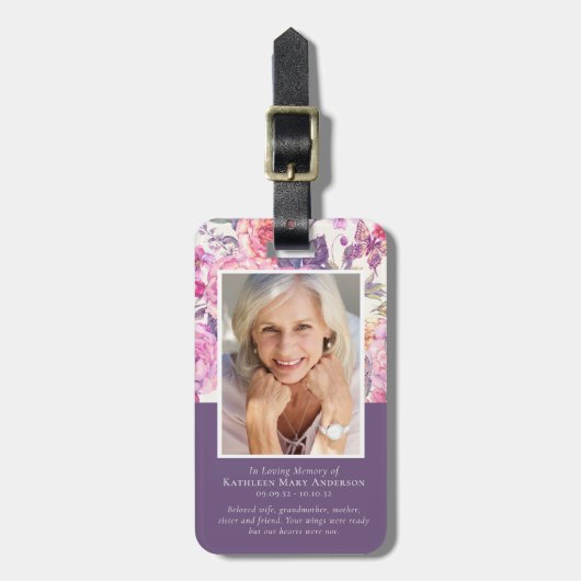 Pioen Bloemen Memorial Gebed Bagagelabel (Voorkant verticaal)