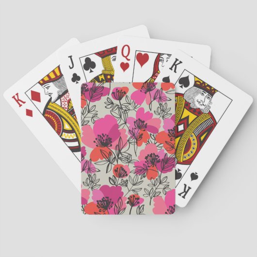 Pioen Bloemen  Naadloos Patroon. Pokerkaarten (Achterkant)