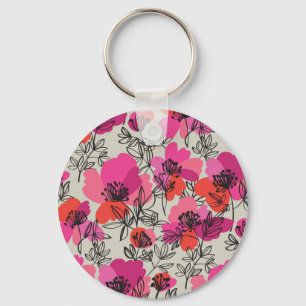 Pioen Bloemen Naadloos Patroon. Sleutelhanger
