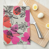 Pioen Bloemen  Naadloos Patroon. Theedoek (Quarter Fold)