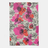 Pioen Bloemen  Naadloos Patroon. Theedoek (Verticaal)