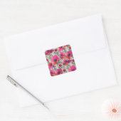Pioen Bloemen  Naadloos Patroon. Vierkante Sticker (Envelop)