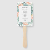 Pioen Bloemen Succulenten Bruiloft Programma Handwaaier (Achterkant)