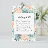 Pioen Bloemen Succulenten Bruiloft Wensen Goed Informatiekaartje (Staand voorkant)