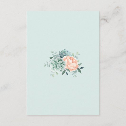 Pioen Bloemen Succulenten Bruiloft Wensen Goed Informatiekaartje (Achterkant)