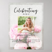 Pioen Bloemen Viering van het Leven Foto, Begrafen Poster (Voorkant)