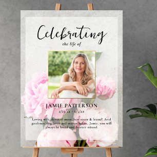 Pioen Bloemen Viering van het Leven Foto, Begrafen Poster