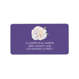 Pioen Bloemen Waterverf Violet Paarse Etiket