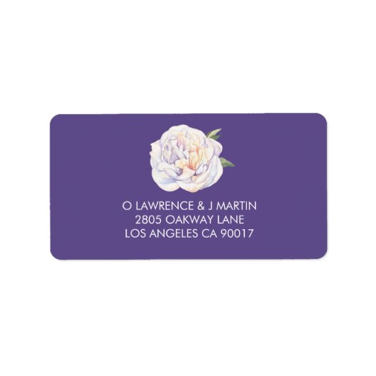 Pioen Bloemen Waterverf Violet Paarse Etiket (Voorkant)