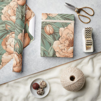 Pioen Bloemen Wrapping Papier Bruids Baby shower