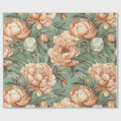 Pioen Bloemen Wrapping Papier Bruids Baby shower (Vlak)