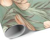 Pioen Bloemen Wrapping Papier Bruids Baby shower (Rol Hoek)