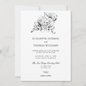 Pioen Bloemenkunst Schets Moderne Klassieke Bruilo Kaart (Voorkant)