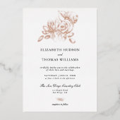 Pioen Bloemenkunst Schets Roos Goud Classic Bruilo Folie Uitnodiging (Voorkant)