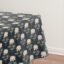 Pioen Bloemig Blokprint Vintage Botanisch Donker Tafelkleed