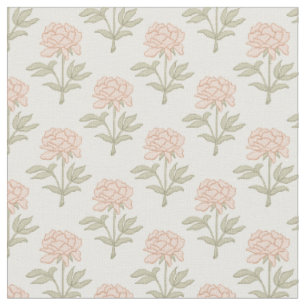 Pioen Bloemige Blokprint Vintage Cottage Zachte Ro Stof