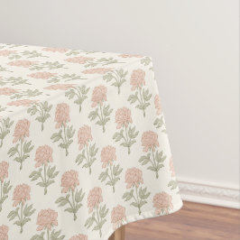 Pioen Bloemige Blokprint Vintage Cottage Zachte Ro Tafelkleed