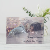Pioen Bloemige Trouw & Foto Uitnodiging (Staand voorkant)