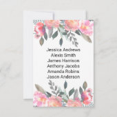 Pioen Bloemige Trouwtafel Nummer Zitplaatskaart Kaart (Achterkant)