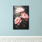 Pioen Bloemkunst Canvas Afdruk (Insitu (Houten vloer))