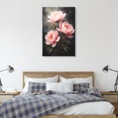 Pioen Bloemkunst Canvas Afdruk (Insitu (Slaapkamer))
