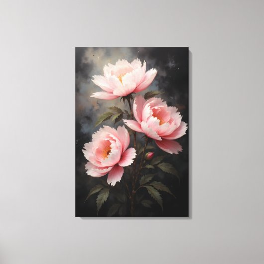 Pioen Bloemkunst Canvas Afdruk (Voorkant)