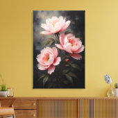 Pioen Bloemkunst Canvas Afdruk (Insitu (Woonkamer))