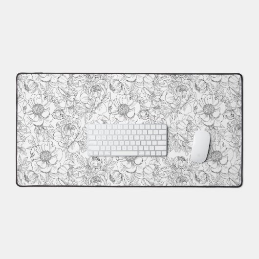  pioen bloemmotief bureaumat (Keyboard & Muis)