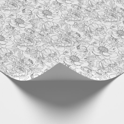  pioen bloemmotief cadeaupapier (Hoek)