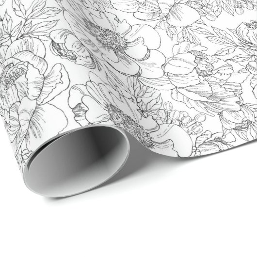  pioen bloemmotief cadeaupapier (Rol Hoek)