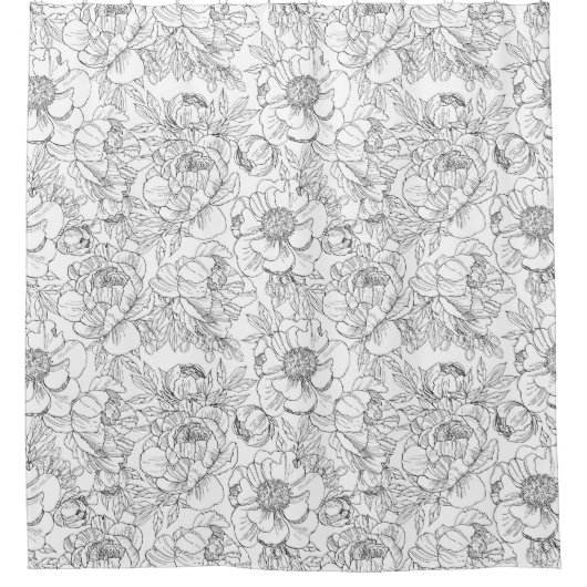  pioen bloemmotief douchegordijn (Voorkant)