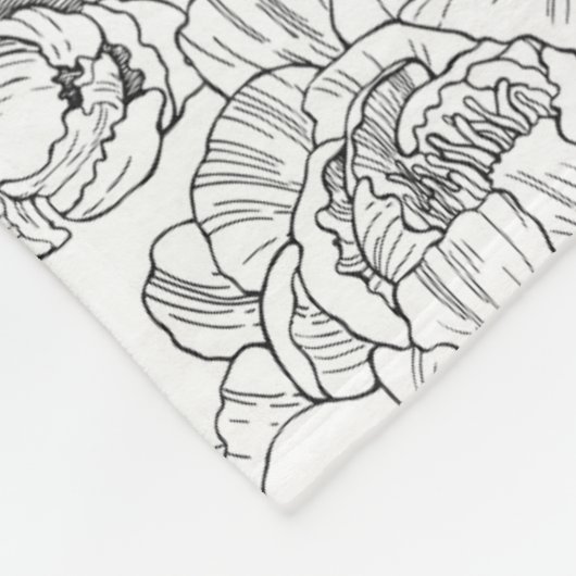  pioen bloemmotief fleece deken (Hoek)