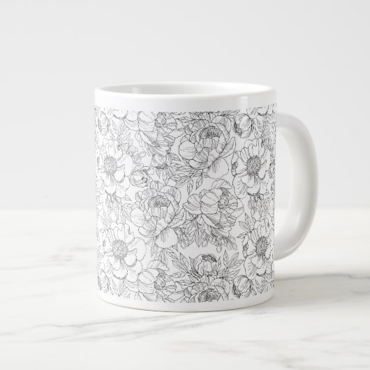 pioen bloemmotief grote koffiekop (Voorkant rechts)