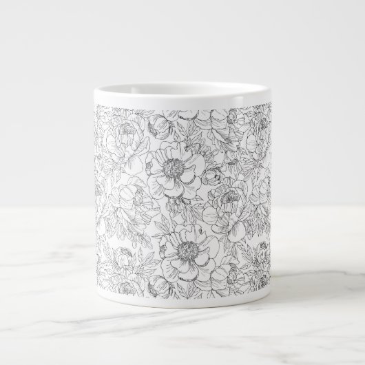  pioen bloemmotief grote koffiekop (Voorkant)