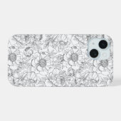  pioen bloemmotief iPhone 15 case (Achterkant horizontaal)
