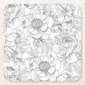  pioen bloemmotief kartonnen onderzetters (Voorkant)