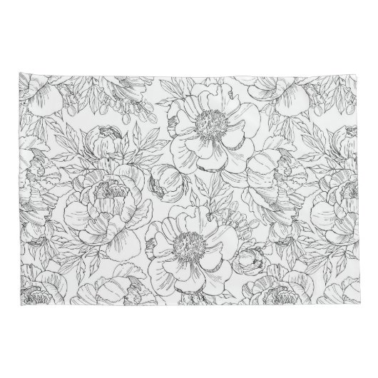  pioen bloemmotief kussensloop (Achterkant-Rechts)