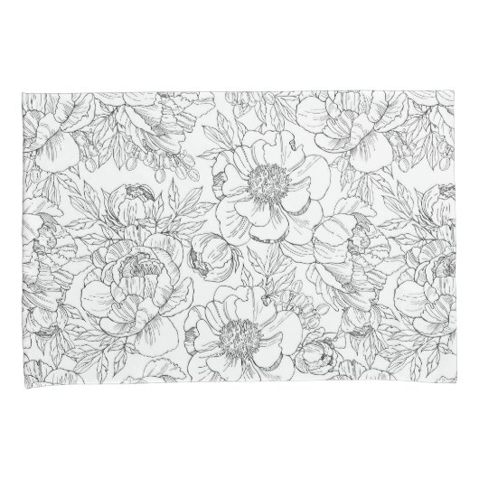 pioen bloemmotief kussensloop (Voorkant-Rechts)