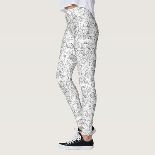 pioen bloemmotief leggings (Links)