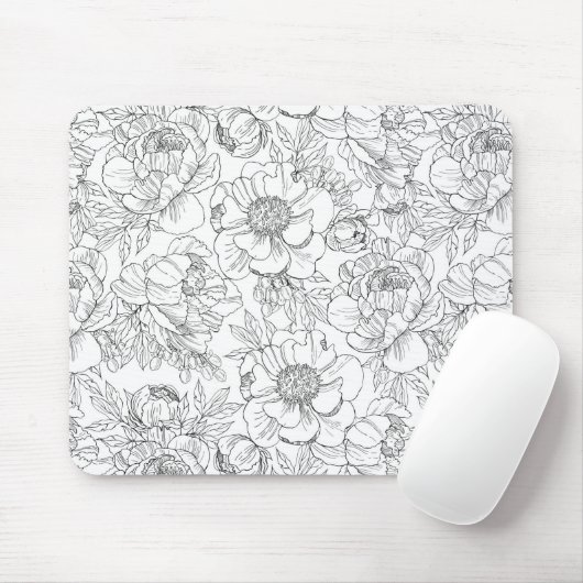 pioen bloemmotief muismat (Met muis)
