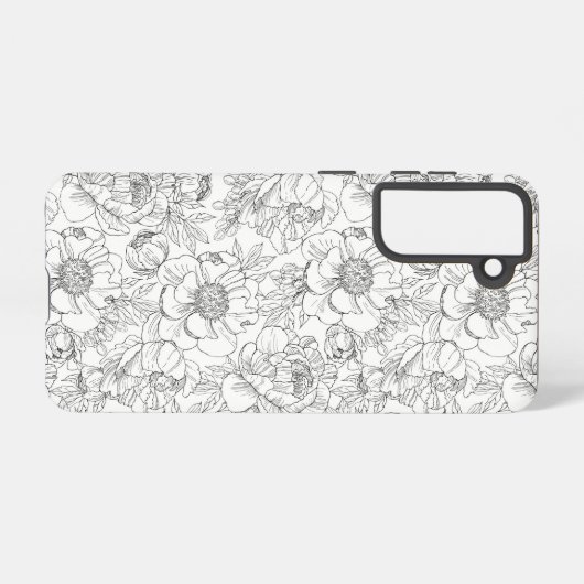  pioen bloemmotief samsung galaxy hoesje (Achterkant horizontaal)