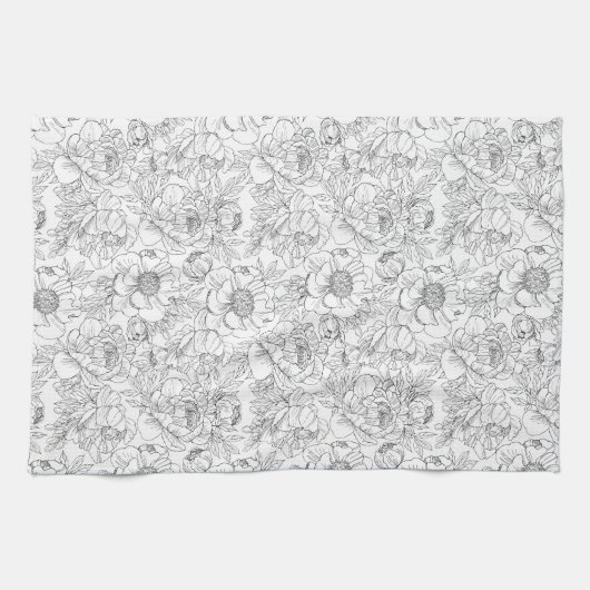  pioen bloemmotief theedoek (Horizontaal)