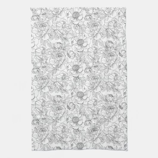  pioen bloemmotief theedoek (Verticaal)