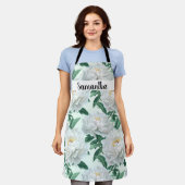 Pioen Bloempatroon Wit Persoonlijk  Schort (Gedragen)