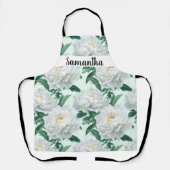 Pioen Bloempatroon Wit Persoonlijk  Schort (Voorkant)