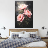 Pioen Bloemschilderij Canvas Afdruk (Insitu (Slaapkamer))